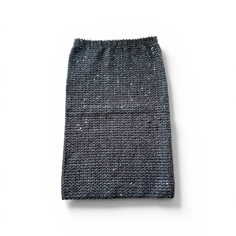 Black Sequined Pencil Skirt with Subtle Shine S/M